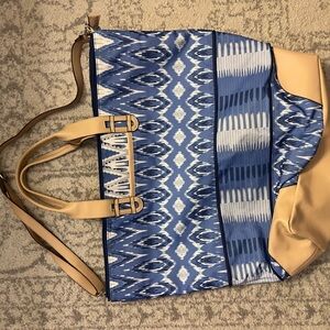 Stella & Dot Blue and Tan Travel Tote